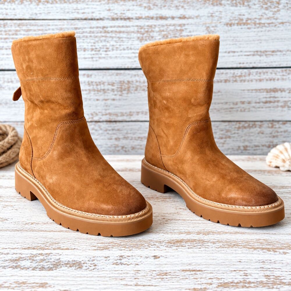 #NIB Naturalizer Sense Ankle Boot 6.5W Golden Caramel Suede Water Repellent#1316